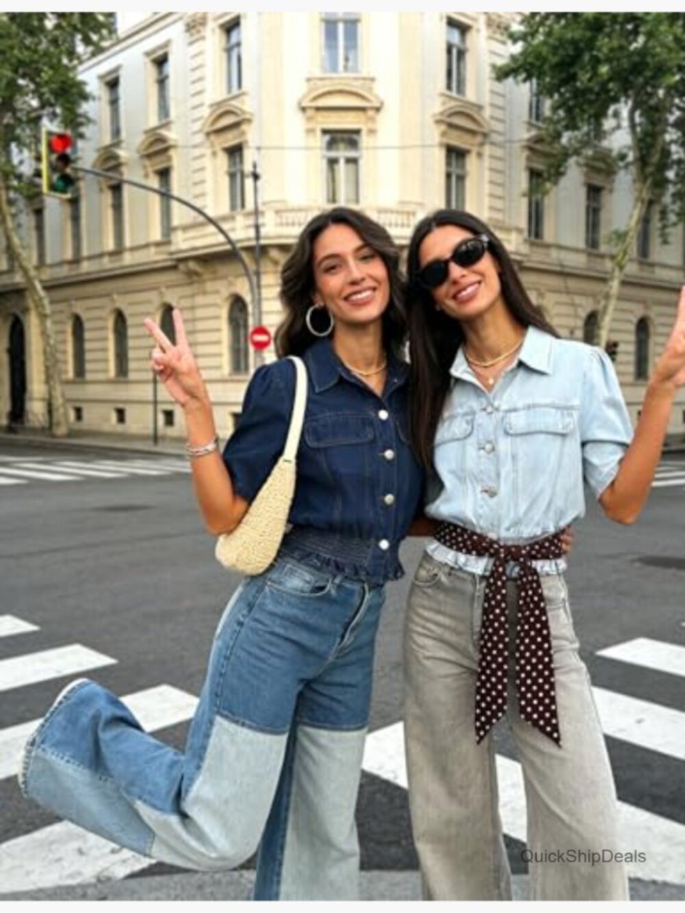 Short Sleeve Denim Peplum Crop Top Ruffle Hem Button Down Shirt Jacket - Picture 3 of 7